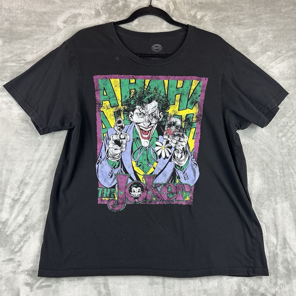 DC Comics The Joker T-Shirt Men's XL Black Graphic Print 100% Cotton